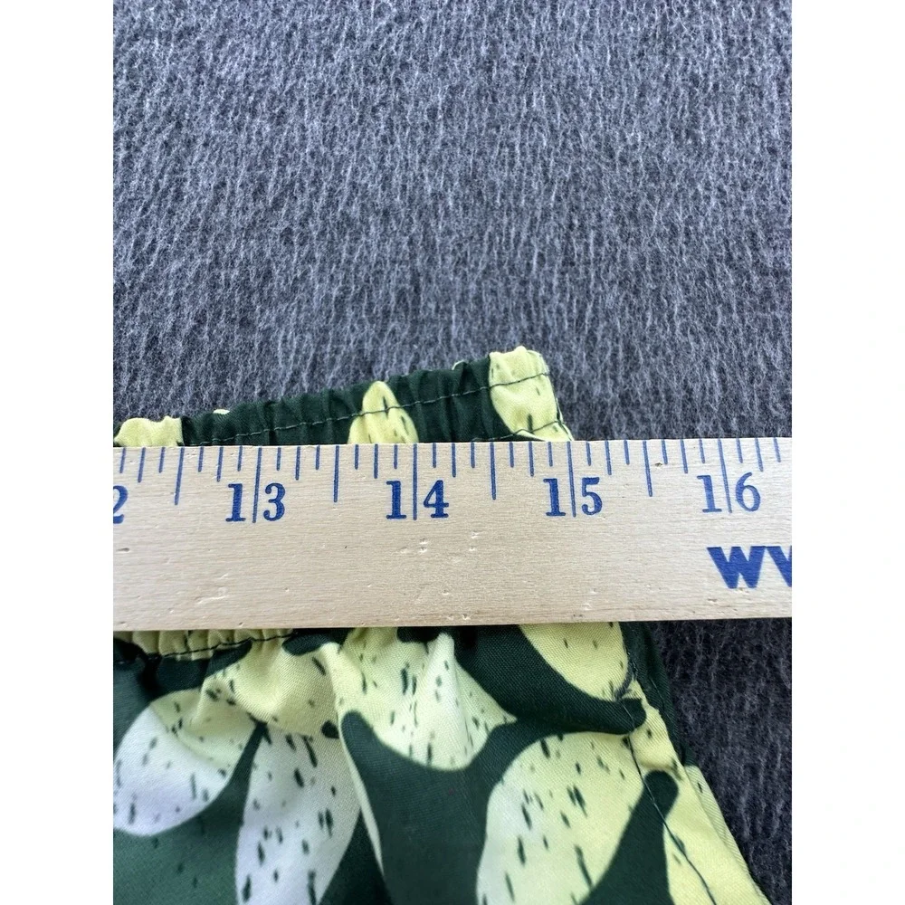 Trunks Swim Shorts Men's Large Green‎ Yellow Floral Quick Dry Elastic Waist